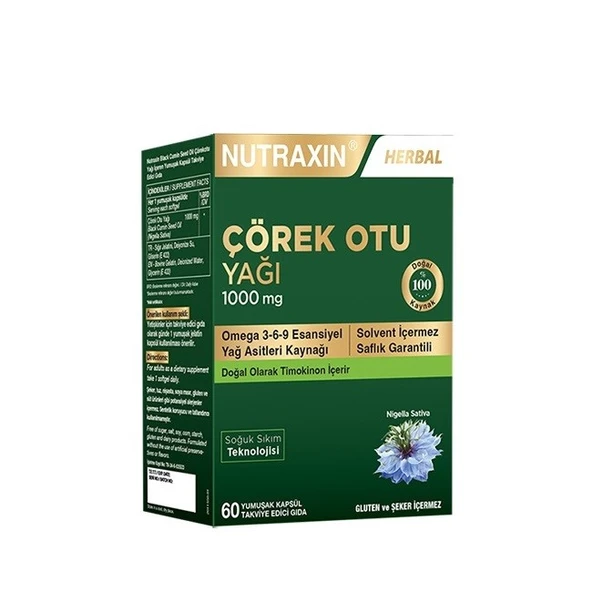 Nutraxin Nutraxin Çörek Otu Yağı 1000 mg 60 Kapsül ürün görseli 1