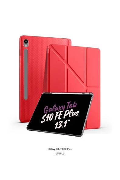 Galaxy Tab S10 FE Plus Uyumlu 13.1 inç Kalem Bölmeli Standlı Tri Folding Tablet Kılıfı ürün görseli 1