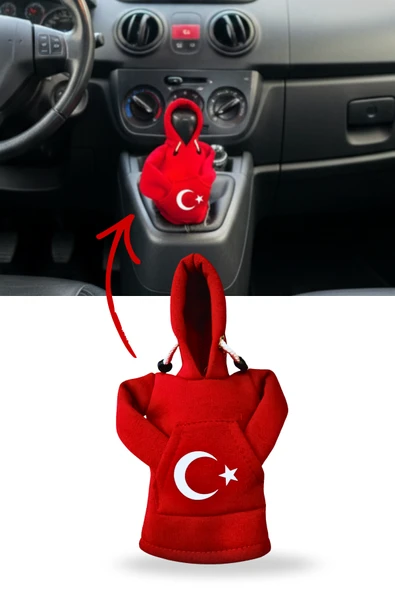 Türk Bayrak'lı Araç Vites Polar Kıyafeti - Ayyıldızlı Araç Oto Vites Aksesuar ürün görseli 1