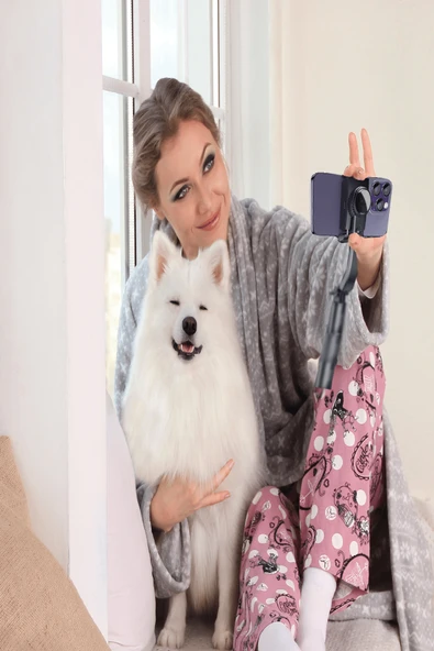 Fuchsia  SF14 360 Derece Bluetooth 5.0 Kontrollü 75cm Selfie Çubuğu - Resim 5