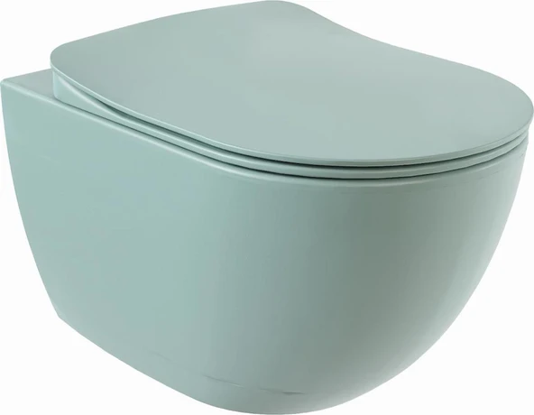 Creavit Free Rim-Off Asma Kanalsız Klozet Nil Yeşili FE322 + Yavaş Kapanır Kapak ürün görseli 1