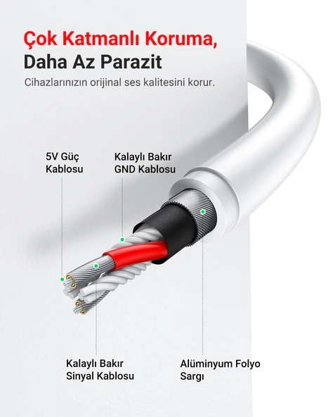 UGREEN USB 2.0 Harici Ses Adaptörü, Beyaz, 30143 - Resim 6