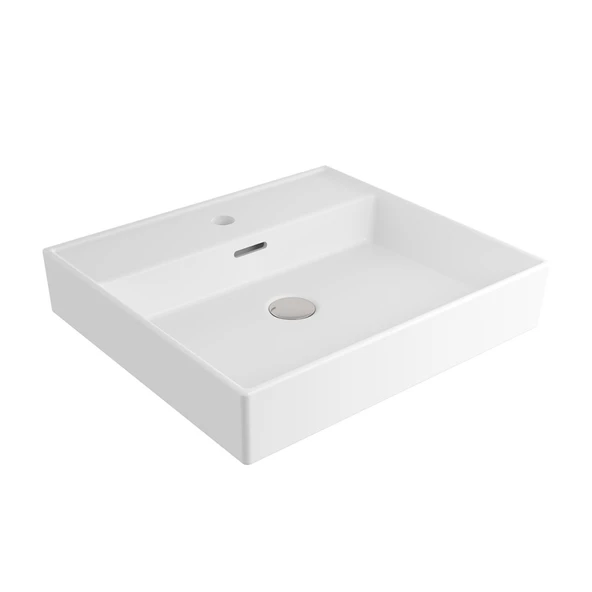 Bocchi Milano 50 cm Lavabo Batarya Delikli Mat Beyaz 1644-002-0126 ürün görseli 1