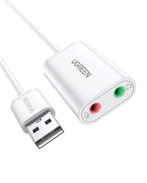 UGREEN USB 2.0 Harici Ses Adaptörü, Beyaz, 30143 ürün görseli 1