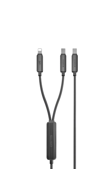 Qpen EC-IC01 1.2M Type-C to Type-C 60W ve Lightning 30W 2in1 PD Hızlı Şarj Kablosu ürün görseli 1