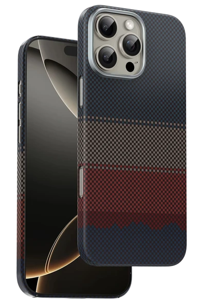 Fuchsia iPhone 16 Pro Max ile Uyumlu Kevlar Manyetik Şarj Kılıf ürün görseli 1