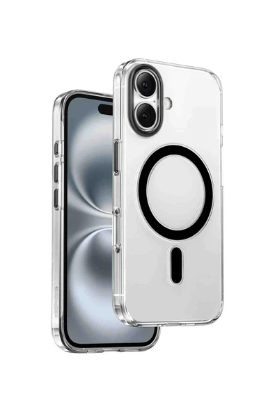 Fuchsia iPhone 16 ile Uyumlu Aurora Şeffaf Manyetik Şarj Kılıf ürün görseli 1