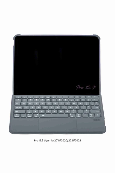 iPad Pro 12.9 Uyumlu Ledli 360° Manyetik Standlı Touchpadli Katanya Klavyeli Tablet Kılıf ürün görseli 1
