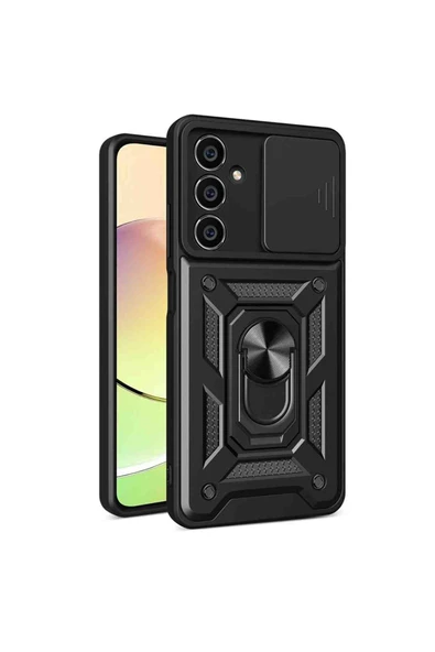 Fuchsia Galaxy S24 FE ile Uyumlu Stand Olabilen Yüzüklü Koruyucu Silikon Telefon Kılıfı ürün görseli 1