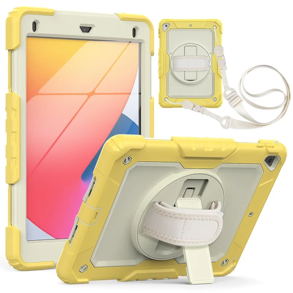 iPad 2017/2018 9.7" Strap,Kalemlikli,Ekran Korumalı Tablet Kılıfı Darbeyi Savar Askılı 360° Kılıf ürün görseli 1