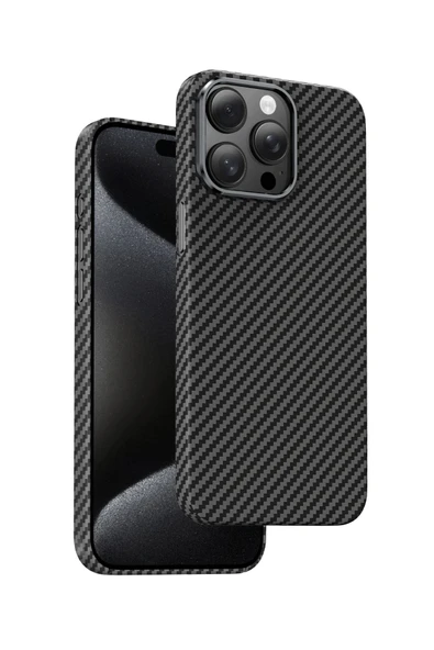 Fuchsia iPhone 15 Pro Max ile Uyumlu Manyetik Şarj Kevlar Kılıf ürün görseli 1