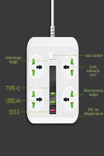 Qpen SC05 8in1 Priz Dönüştürücü - Resim 2