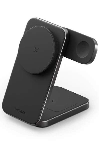 MagTrio Plus 3in1 Katlanabilir 15W Telefon Saat Airpods Masaüstü Hızlı Şarj Standı - Koyu Gri ürün görseli 1