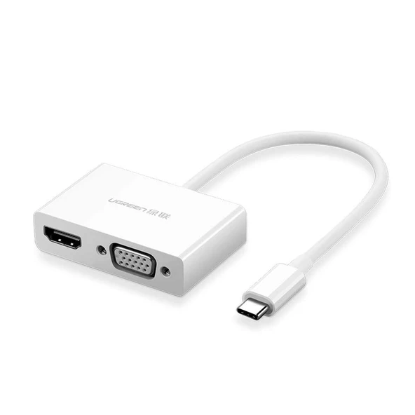UGREEN Type C to HDMI + VGA Dönüştürücü Adaptör, Beyaz, 30843 ürün görseli 1