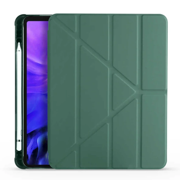 Apple iPad Air 10.9 2020 Fuchsia Tri Folding Kalemlikli Kılıf Smart Standlı ürün görseli 1