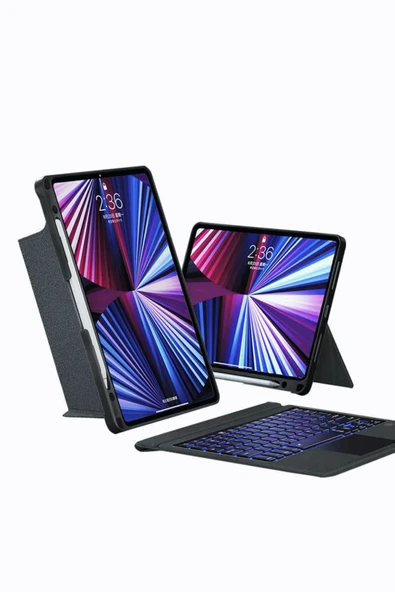 iPad Air 11 M3 2025 Uyumlu Fuchsia Touch Pad Bluetooth Klavyeli Standlı Mıknatıslı Tablet Kılıfı ürün görseli 1