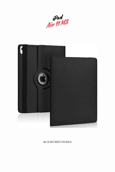 iPad Air 11 M3 2025 Uyumlu 360° Yatay Dikey Dönebilen Deri Tablet Kılıfı ürün görseli 1
