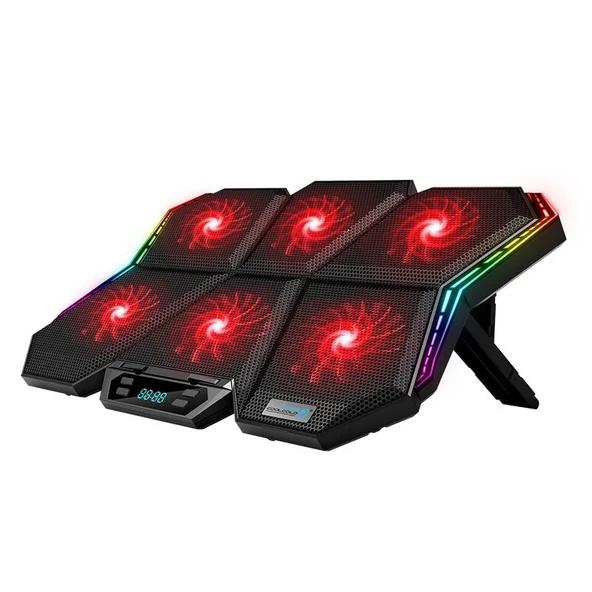Coolcold LED K40 6 Fanlı 17 inç RGB Laptop Notebook Soğutucu Stand ürün görseli 1