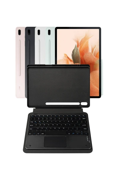 Fuchsia Savvy Keyboard Tab S7 FE LTE Bluetooh Bağlantılı Standlı Klavyeli Tablet Kılıfı ürün görseli 1