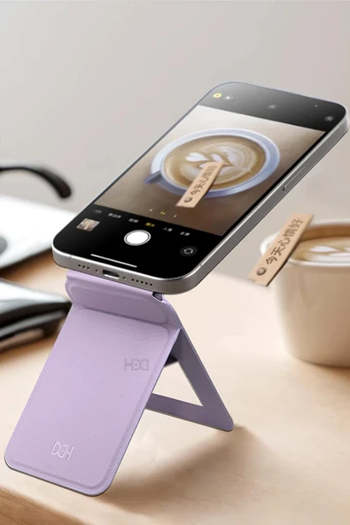 HS-017 Telefon Arkası Magsafe Stant - Mor - Resim 6