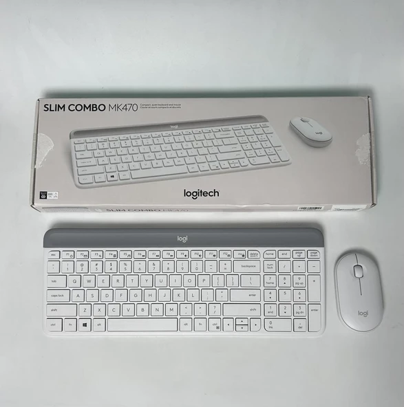 Logitech MK470 Kablosuz Beyaz İnce İngilizce Q Klavye + Mouse Seti (OUTLET) ürün görseli 1