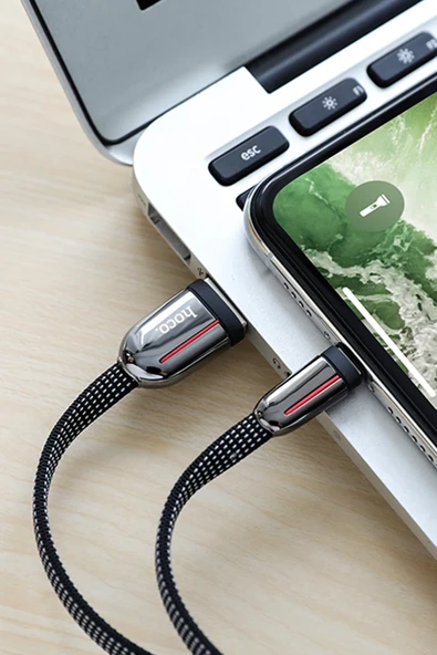 Hoco. U74 USB to Lightning Şarj Data Kablosu - Siyah - Resim 5