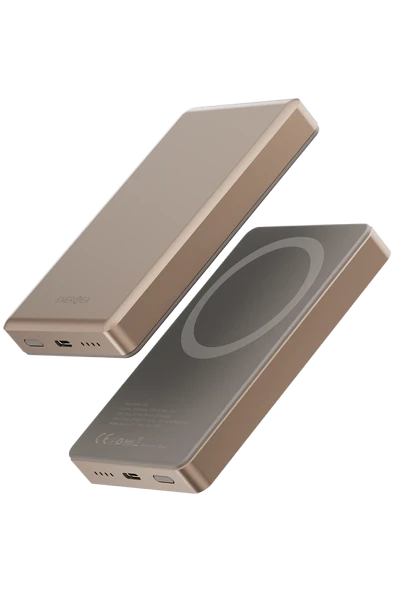 AluPac 10K 10.000 mAh 20W Type-C ve 15W Kablosuz Şarj Çıkışlı PD Hızlı Şarj Magsafe Powerbank - Gold ürün görseli 1