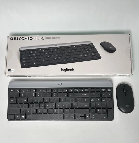 Logitech MK470 Kablosuz İnce İngilizce Q Klavye + Mouse Seti Siyah (OUTLET) ürün görseli 1