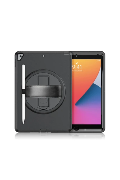 Qpen iPad 10.2 inç (8.nesil)  Uyumlu Hand Strap Tablet Kılıfı ürün görseli 1