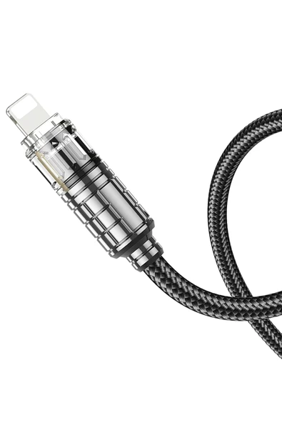 Hoco. U122 1.2M Lantern USB to Lightning Şarj Data Kablosu - Siyah - Resim 6