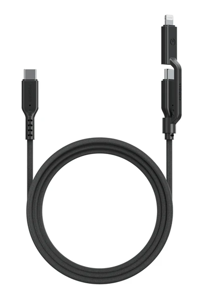 Flow Duo 2in1 1.5M 240W Type-C to Type-C ve Lightning PD Hızlı Şarj Kablo - Siyah ürün görseli 1