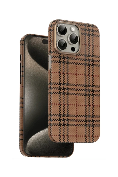 Fuchsia iPhone 15 Pro Max ile Uyumlu Scots Manyetik Şarj Destekli Çöl Titanyum Kılıf ürün görseli 1