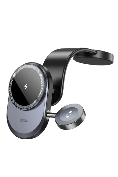 Hoco. HW28 Excelso Yapışkanlı 15W Kablosuz Şarj ve 2.5W Kablosuz Saat Şarj Destekli Magsafe Araç Tutucu - Siyah ürün görseli 1