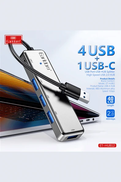 Fuchsia USB 3.0 Portlu Type-C Hub Çoklayıcı Adapter - Resim 5