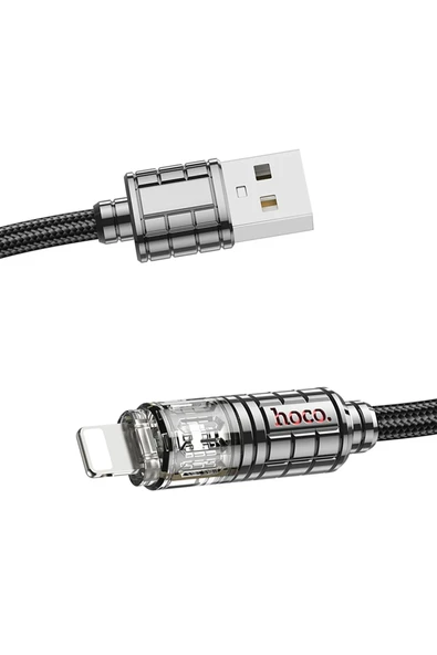 Hoco. U122 1.2M Lantern USB to Lightning Şarj Data Kablosu - Siyah - Resim 10