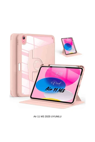 iPad Air 11 2025 M3 Çip Uyumlu 360° Dönebilen Yatay Dikey Standlı Fuchsia Pino Tablet Kılıfı ürün görseli 1