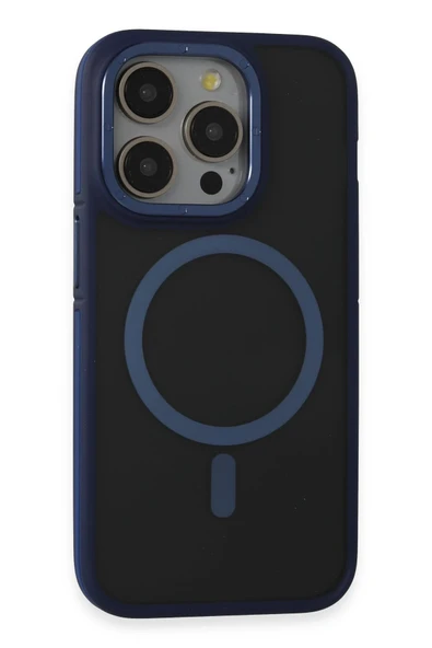 Fuchsia iPhone 14 Pro Max ile Uyumlu Kılıf Rocky Kablosuz Şarj Özellikli Kapak - Lacivert ürün görseli 1