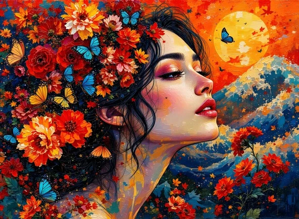 Nova Puzzle 1000 Parça Çiçeklerle Bezenmiş Rüya Puzzle - Kadın ve Çiçekler ürün görseli 1