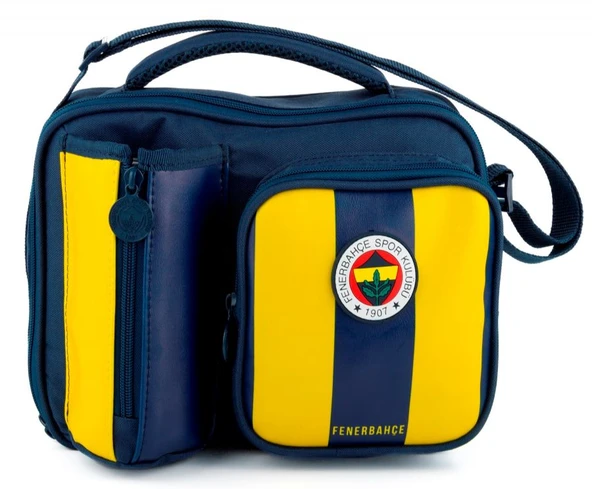 Fenerbahçe Sarı Lacivert Çubuk Desenli Suni Deri Beslenme Çantası - 25758 ürün görseli 1