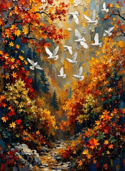 Nova Puzzle 1000 Parça Beyaz Kuşların Dansı Puzzle - Uçuşan Beyaz Kuşlar ürün görseli 1