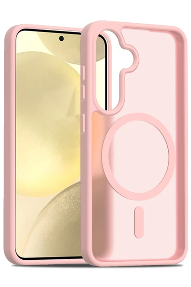 Fuchsia Samsung Galaxy S24 ile Uyumlu Jota Kablosuz Şarj Özellikli Kapak - Pudra ürün görseli 1