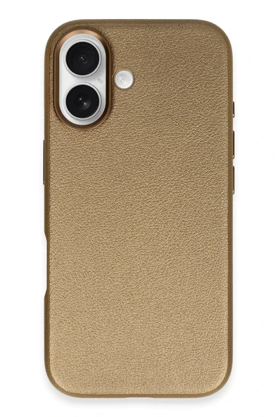 Fuchsia iPhone 16 ile Uyumlu Wonder Deri Kablosuz Şarj Özellikli Kapak - Bronz ürün görseli 1