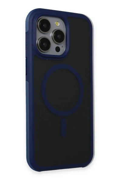Fuchsia iPhone 15 Pro ile Uyumlu Toras Airbag Kablosuz Şarj Özellikli Kapak - Lacivert ürün görseli 1