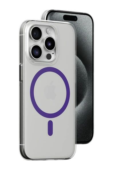 Fuchsia iPhone 14 Pro ile Uyumlu Kılıf Bubble Kablosuz Şarj Özellikli Kapak - Mor ürün görseli 1