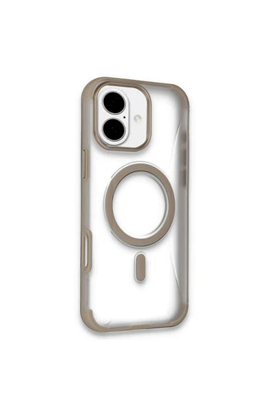 Fuchsia iPhone 16 ile Uyumlu Hilton Kablosuz Şarj Özellikli Kapak - Gold ürün görseli 1