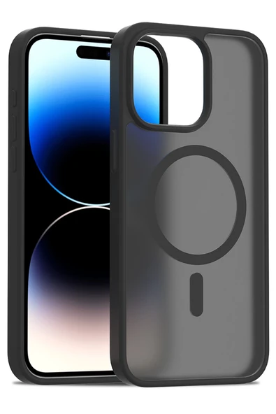 Fuchsia iPhone 15 Pro Max ile Uyumlu Jota Kablosuz Şarj Özellikli Kapak - Siyah ürün görseli 1