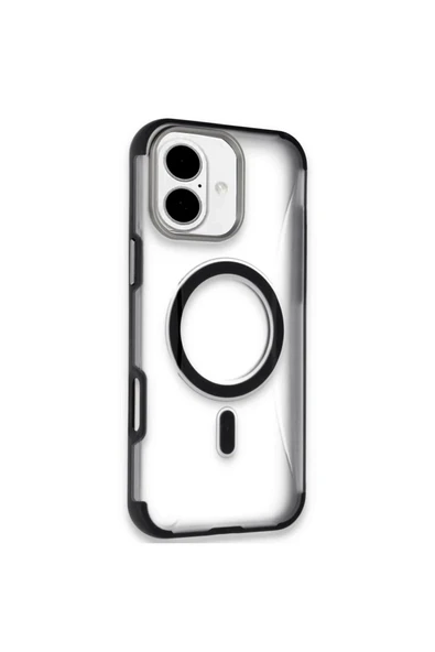 Fuchsia iPhone 16 ile Uyumlu Hilton Kablosuz Şarj Özellikli Kapak - Siyah ürün görseli 1