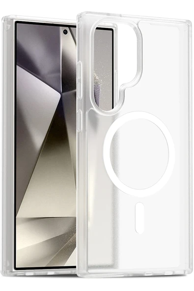 Fuchsia Samsung Galaxy S24 Ultra ile Uyumlu Jota Kablosuz Şarj Özellikli Kapak - Şeffaf ürün görseli 1