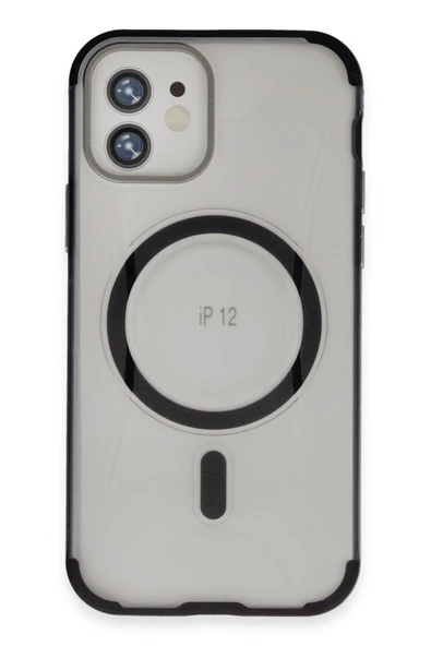 Fuchsia iPhone 12 ile Uyumlu Hilton Kablosuz Şarj Özellikli Kapak - Siyah ürün görseli 1