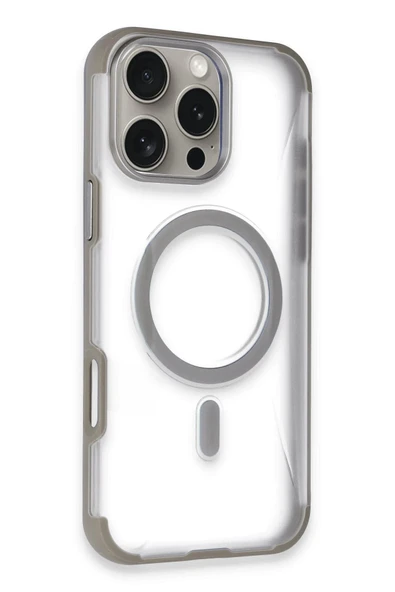 Fuchsia iPhone 14 Pro Max ile Uyumlu Hilton Kablosuz Şarj Özellikli Kapak - Titan Gri ürün görseli 1